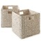 Casafield 12" x 12" Water Hyacinth Storage Baskets, Collapsible Cube Organizers, Woven Bins for Bathroom, Bedroom, Laundry, Pantry, Shelves